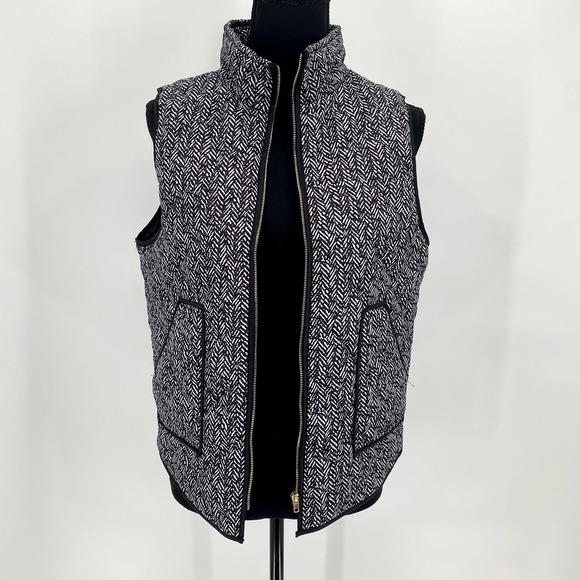 Shop Wanna B Ladies Black/White Quilted Vest Zip Up Collar Pockets - Small - Picture 3 of 12
